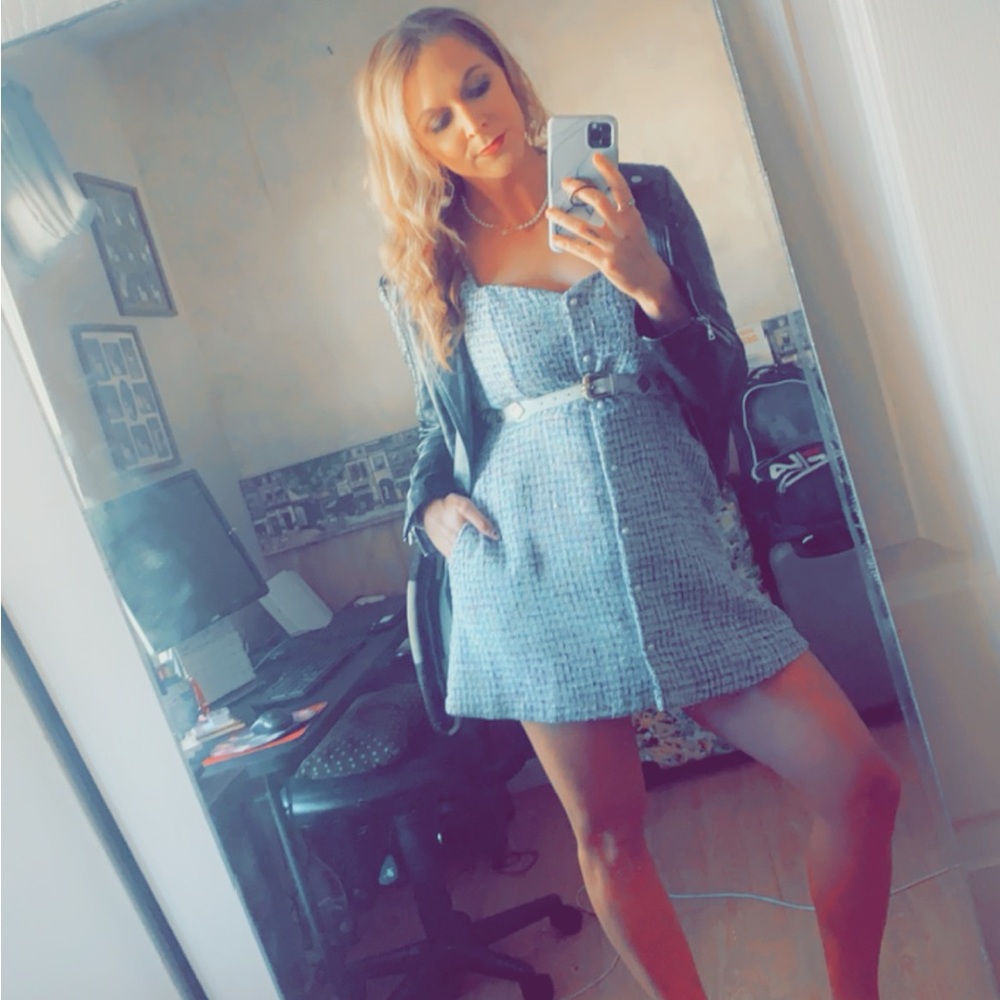 Lulu's Black and White Buttoned Sleeveless Dress